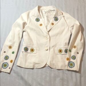 PEPE Peluso L White Jacket w/ Beaded Accents